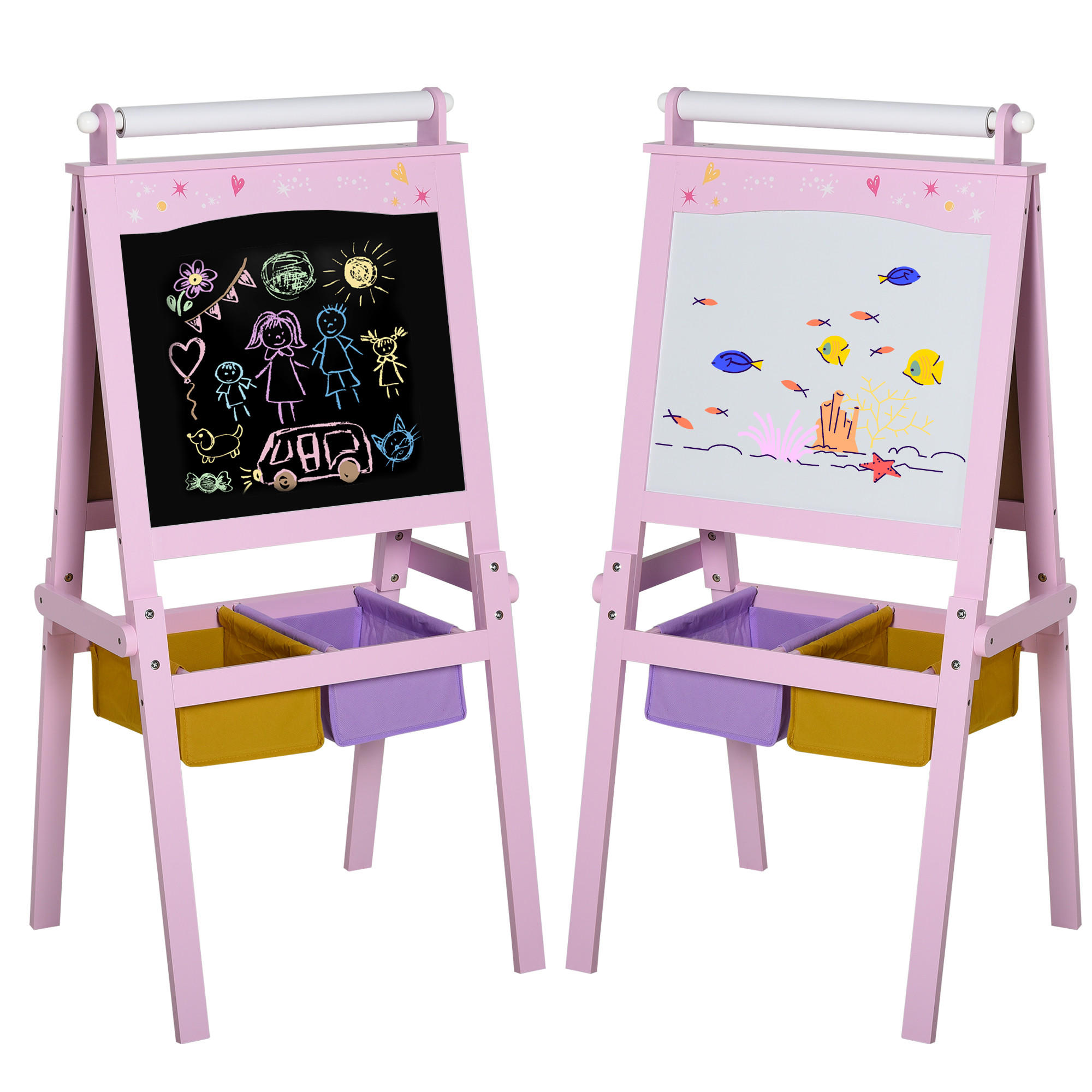MALTAFEL DE-18175 3-in-1 mit Papierrolle Rosa - Pink, Holzwerkstoff (50.5/118/58.5cm) - ComfortXL