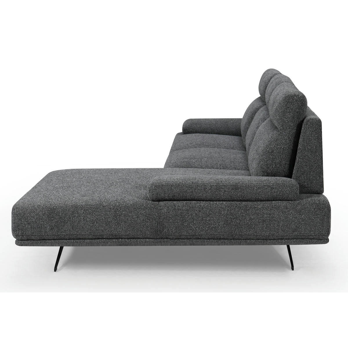 ECKSOFA Webstoff Grau - Schwarz/Grau, Textil/Metall (304/176cm) - Furnhouse