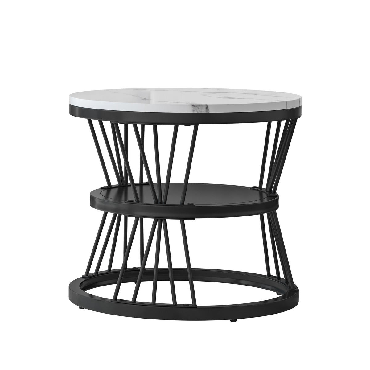 COUCHTISCH rund marmoroptik weiß v schwarzgestell modern - Multicolor, Metall (70/70/45cm) - SHOPENTRA