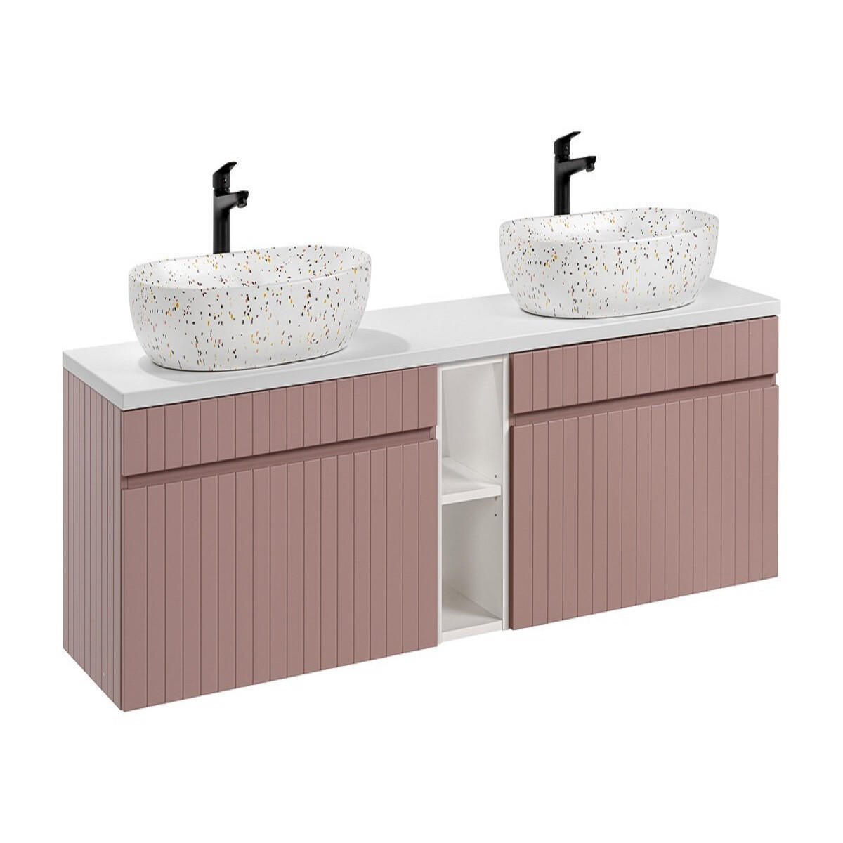 BADMÖBEL-SET 6 Teile - Iconic Rose I BM48 in Antique Rose/Weiß - Rosa/Weiß, Holz (180/46/46cm)