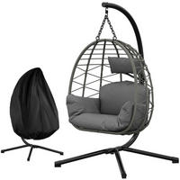 HÄNGESESSEL mit Gestell Outdoor Grau bis 150 kg - Grau, Naturmaterialien (106/196/105cm)