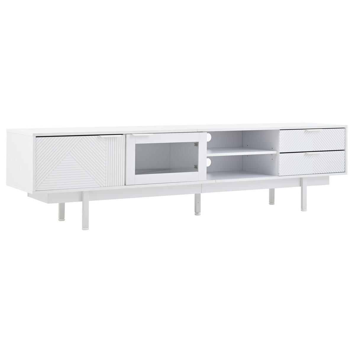 TV-ELEMENT mit 2 Türen und 2 Schubladen 200 x 40 x 50,5 cm Weiß - Weiß, Holzwerkstoff (40/50.5/200cm) - Beauniv