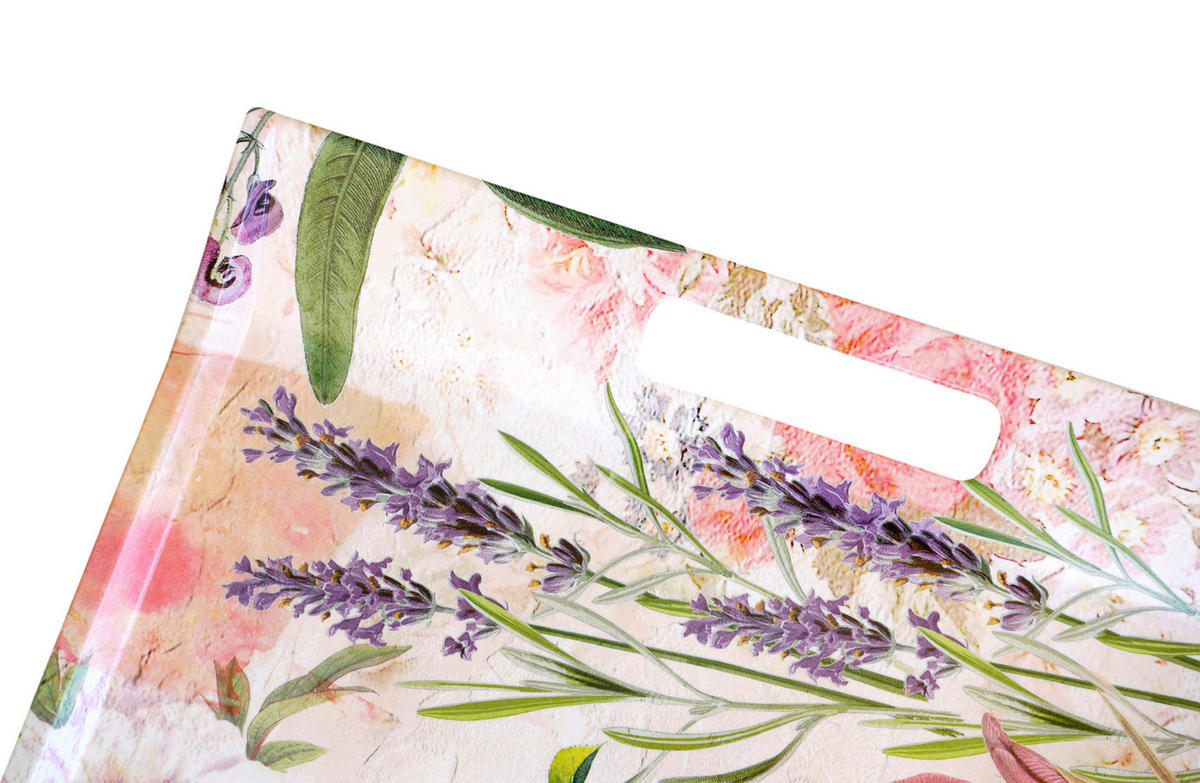 TABLETT Wildblumen, rechteckige Serviertablett mit Griff 54x35 cm - Dunkelrosa, Kunststoff (35/3/54cm) - Lashuma