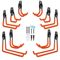 WANDHAKEN für Garage (10er-Set) - Orange, Metall (4.5/16/20cm) - Intirilife