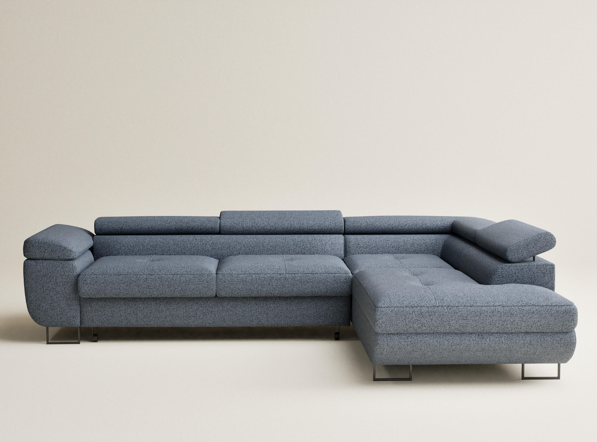 ECKSOFA MIT SCHLAFFUNKTION Concord Blau Grau Webstoff - Blaugrau/Schwarz, Holz/Holzwerkstoff (277/203cm) - Maison de Reve