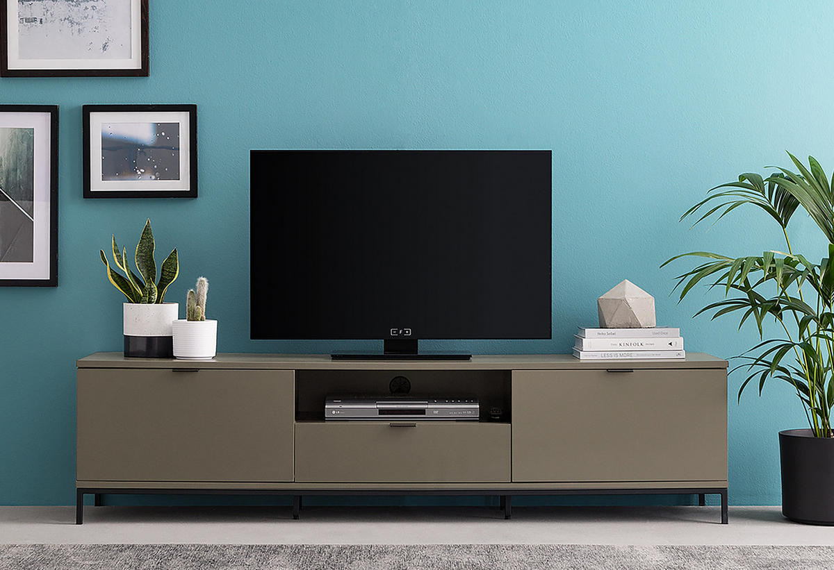 TV-LOWBOARD - Eisen / MDF - Taupe/Schwarz, Holzwerkstoff/Metall (180/45/40cm) - home24