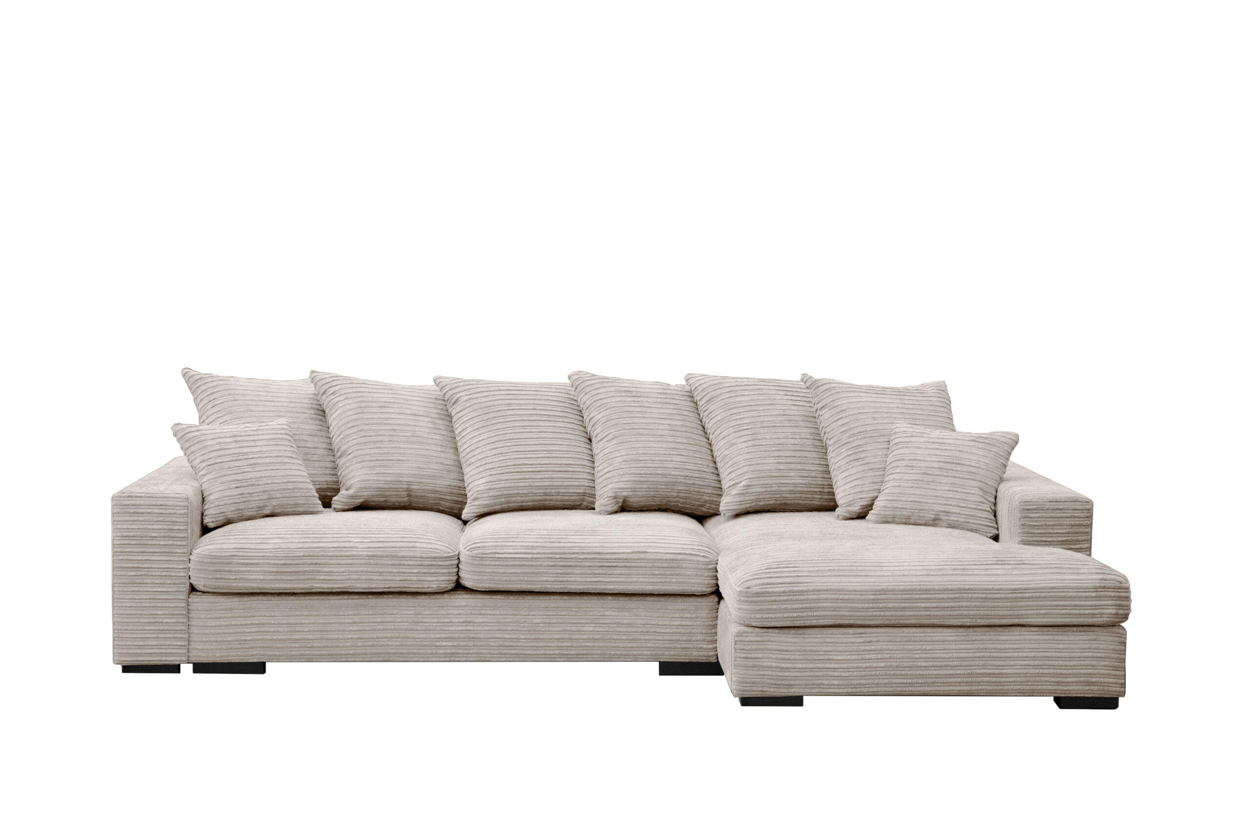 ECKSOFA Mit Schlaffunktion Und Bettkasten Couch L-form Gabon Stoff Zoom Perle Rechts - Ecru, Holz (285/155cm) - Kaiser Möbel