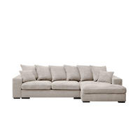 ECKSOFA Mit Schlaffunktion Und Bettkasten Couch L-form Gabon Stoff Zoom Perle Rechts - Ecru, Holz (285/155cm) - Kaiser Möbel