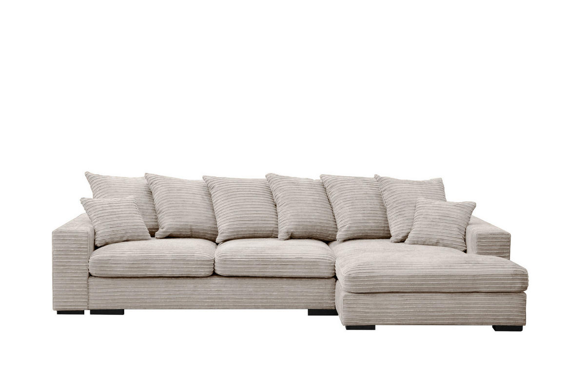 ECKSOFA Mit Schlaffunktion Und Bettkasten Couch L-form Gabon Stoff Zoom Perle Rechts - Ecru, Holz (285/155cm) - Kaiser Möbel