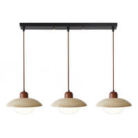 PENDELLEUCHTE Gelber Travertin & Holz, 3 Lichter 25CM - Gelb, Naturmaterialien (200/80/30cm) - Weltevree