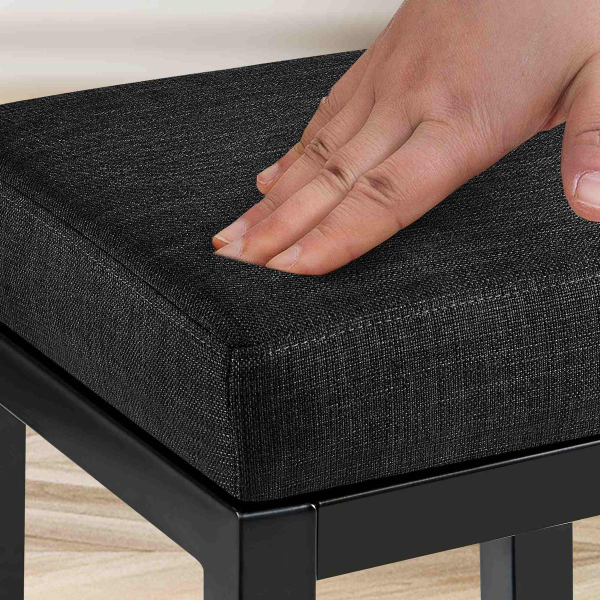 BARHOCKER Stoff Dunkelgrau - Dunkelgrau/Schwarz, Textil/Metall (37/83/37cm) - CLP