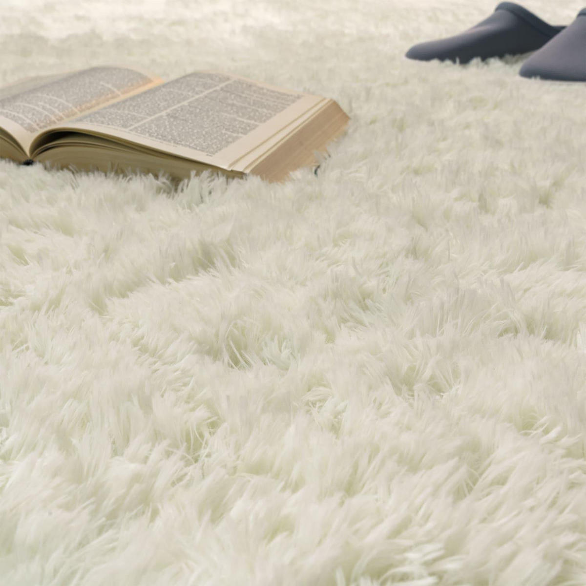 HOCHFLORTEPPICH 160/160 cm Silky 591 - Weiß, Kunststoff (160/160cm) - Paco Home