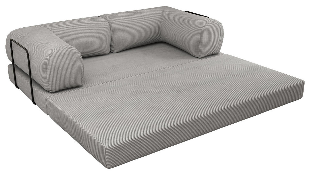 TROJMIESTNA POHOVKA ORSETTO - Svetlosivá Manšester - čierna/svetlosivá, kov/textil (200/70/100cm) - MKS
