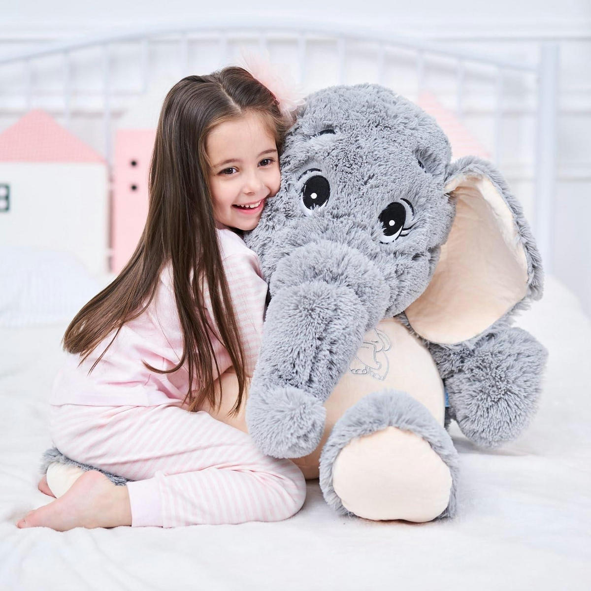 STOFFTIER Elefant Grau 100 cm - Grau, Textil (60/100cm)