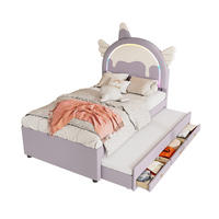 KINDERBETT mit ausziehbarem Rollbett 90x200 cm PU Violett - Lila, Holzwerkstoff (90/200cm) - Beauniv