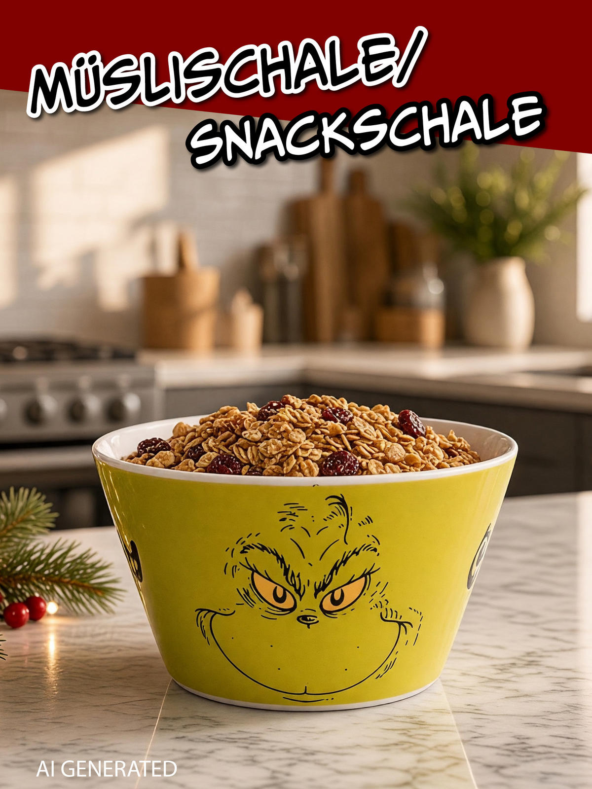 MÜSLISCHALE The Grinch Grün 500 ml - Grün, Keramik (14cm) - United Labels