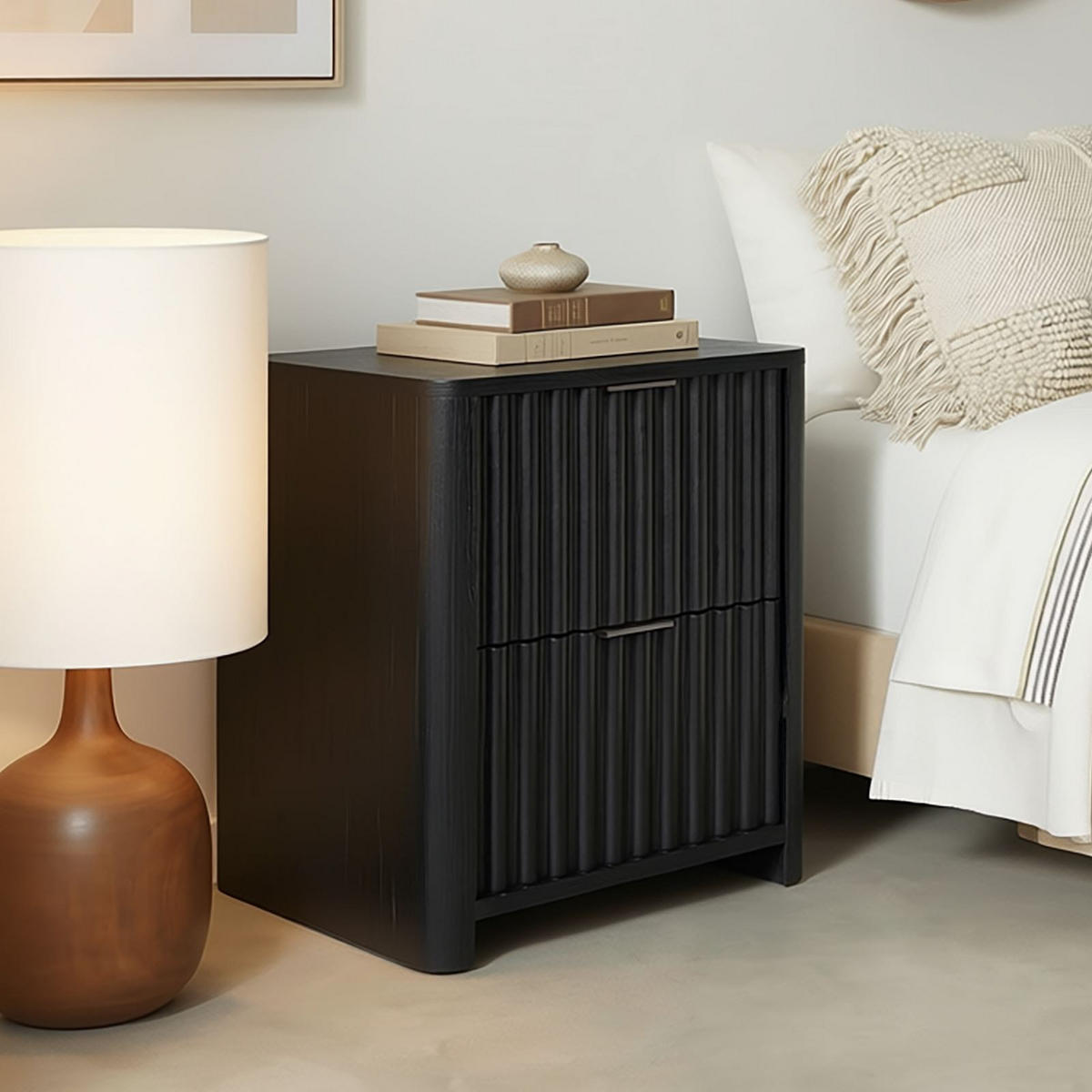 NACHTTISCH ELLA schwarz - Schwarz, Holzwerkstoff (45/50/39cm) - IDIMEX