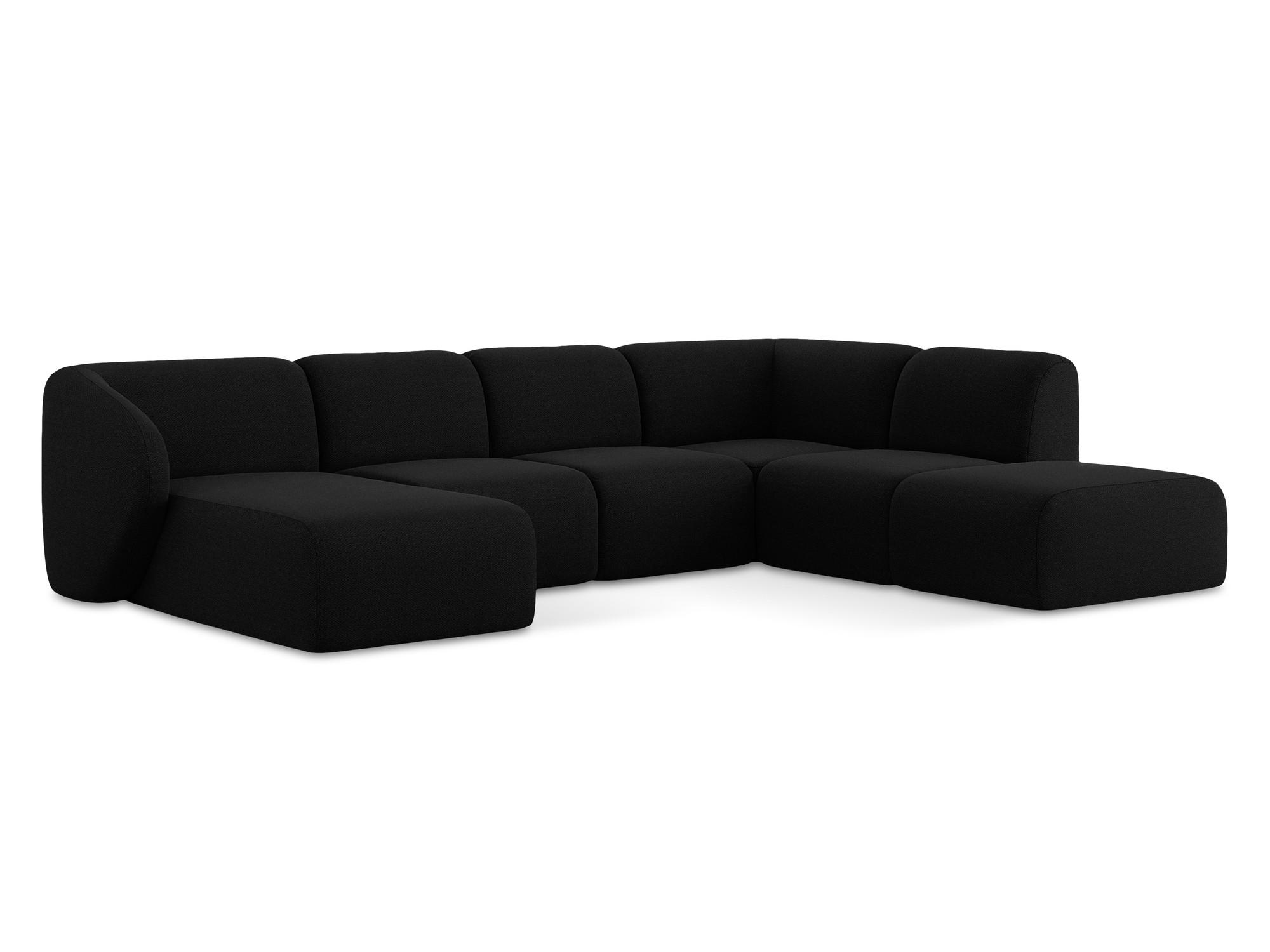 WOHNLANDSCHAFT Bouclé Stoff Schwarz - Schwarz, Holzwerkstoff/Kunststoff (325/75/236cm) - Makamii