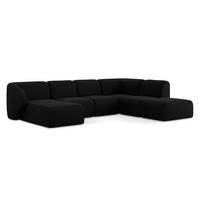 WOHNLANDSCHAFT Bouclé Stoff Schwarz - Schwarz, Holzwerkstoff/Kunststoff (325/75/236cm) - Makamii