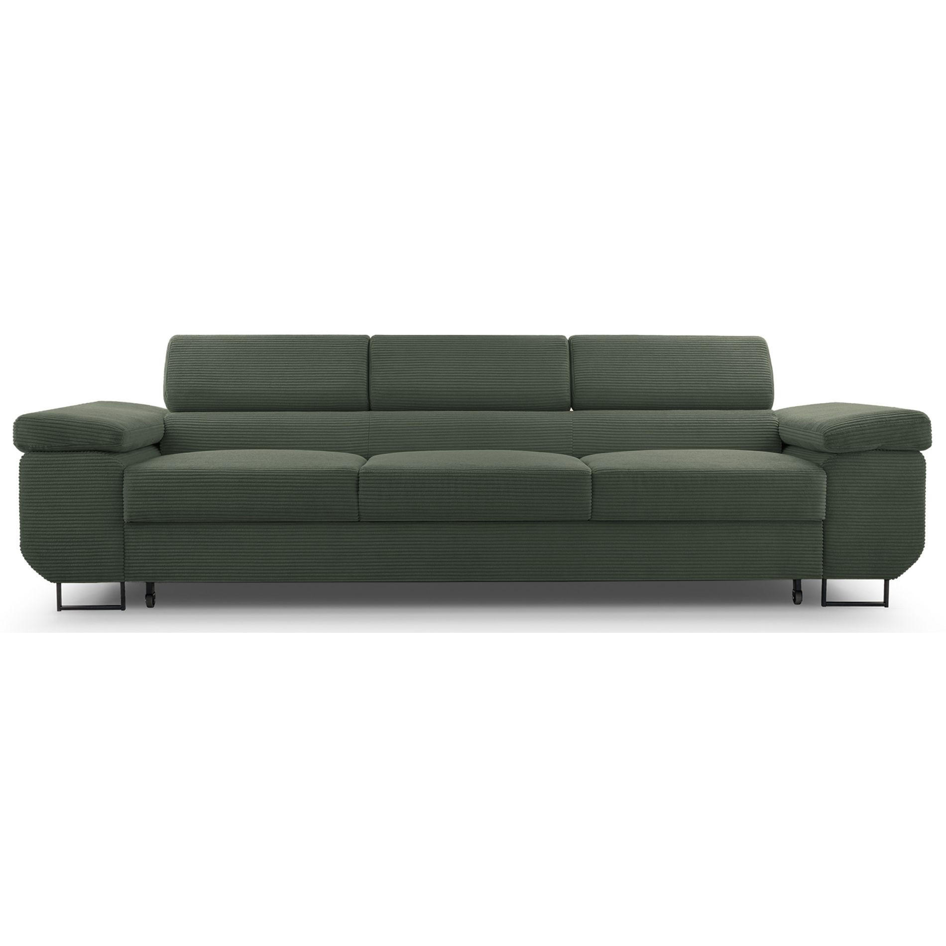 3-SITZER SOFA Capurso Olivgrün Cord - Schwarz/Olivgrün, Textil/Metall (274/90/98cm) - Selsey