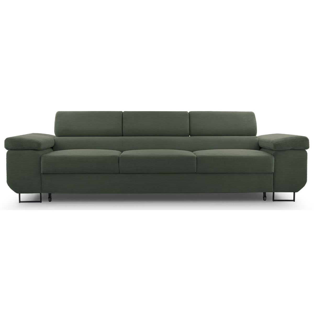 3-SITZER SOFA Capurso Olivgrün Cord - Schwarz/Olivgrün, Textil/Metall (274/90/98cm) - Selsey