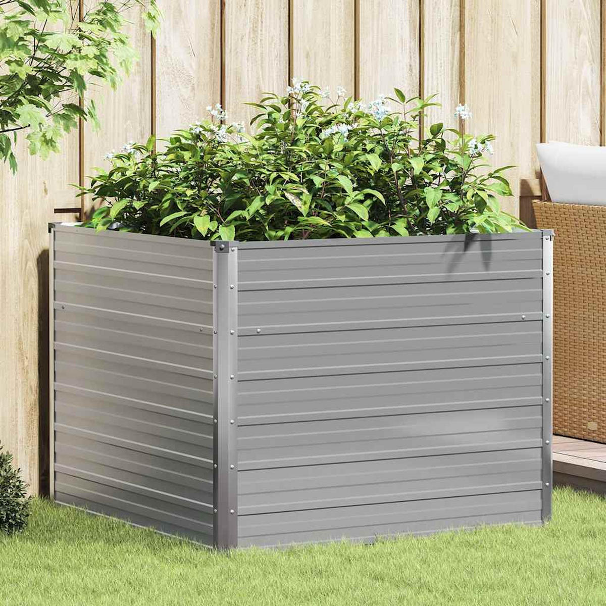 HOCHBEET 100 x 100 x 77 cm Verzinkter - Grau, Metall (100/77/100cm) - furnicato