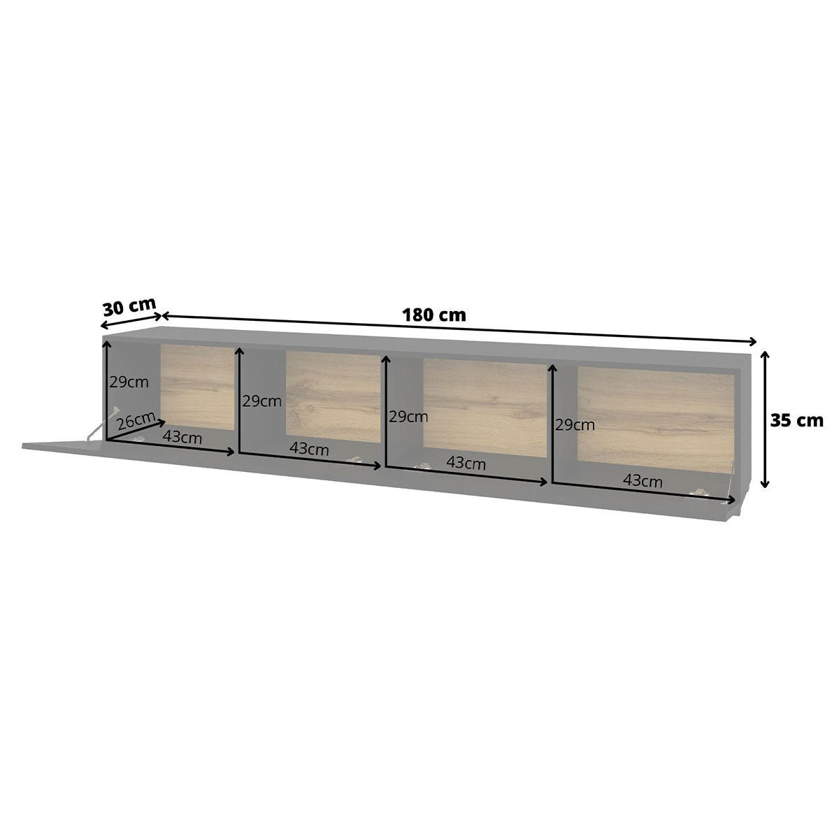 TV STOLÍK Glora Čierna - čierna, kompozitné drevo (180/30/35cm) - Petits-meubles