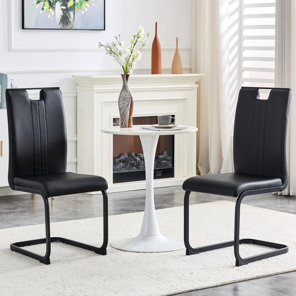 SCHWINGSTUHL DE-36785 2er-Set mit PU-Bezug und bogenförmigem Design Schwarz - Schwarz, Metall (40.5/98/52cm) - ComfortXL