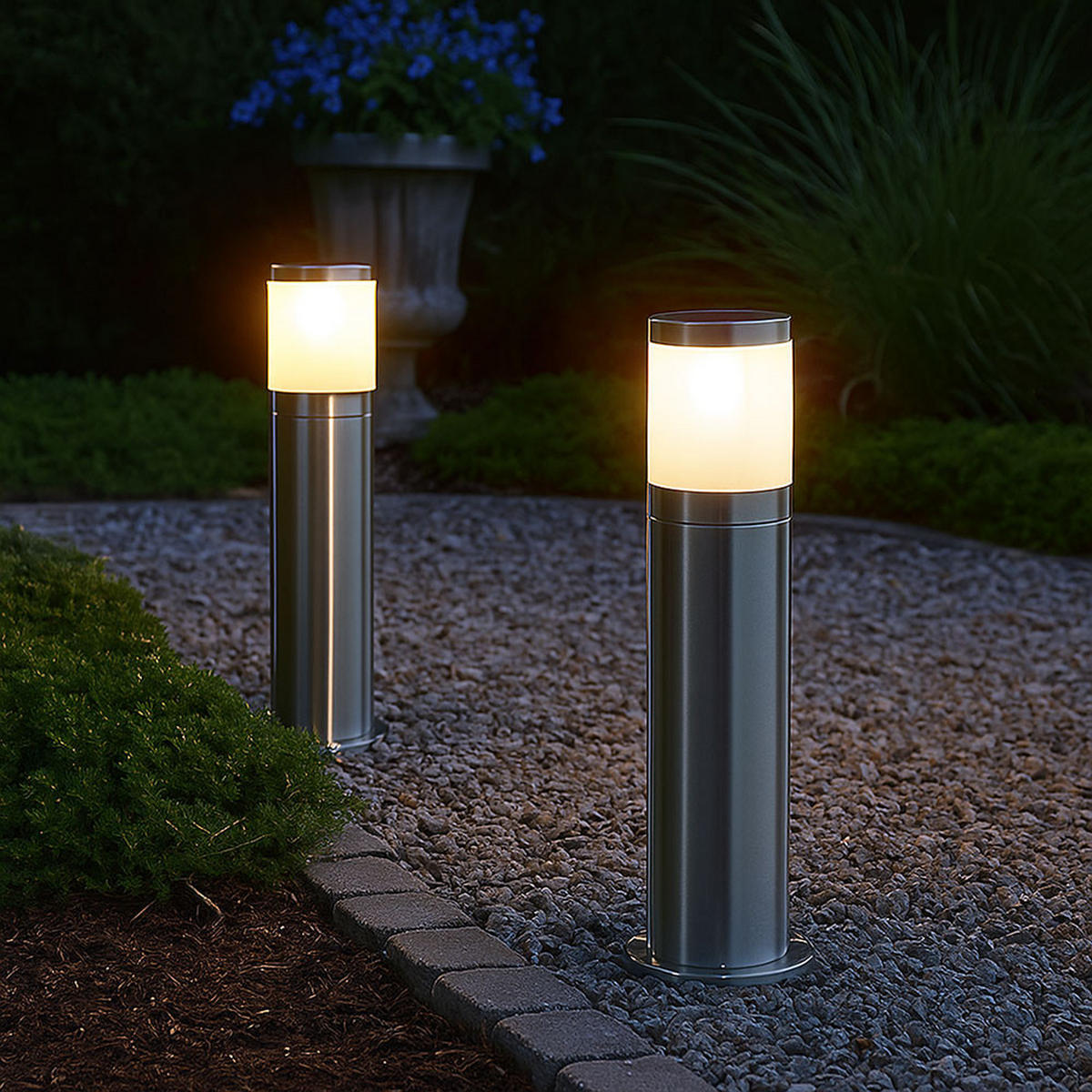 STEHLEUCHTE Edelstahl Silber opal - Silberfarben, Metall (10.2/10.2/50cm) - Globo Lighting