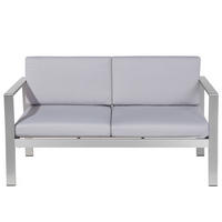 GARTENSOFA Aluminium 2-Sitzer Auflagen hellgrau Salerno - Hellgrau, Metall (142/80/70cm) - Beliani