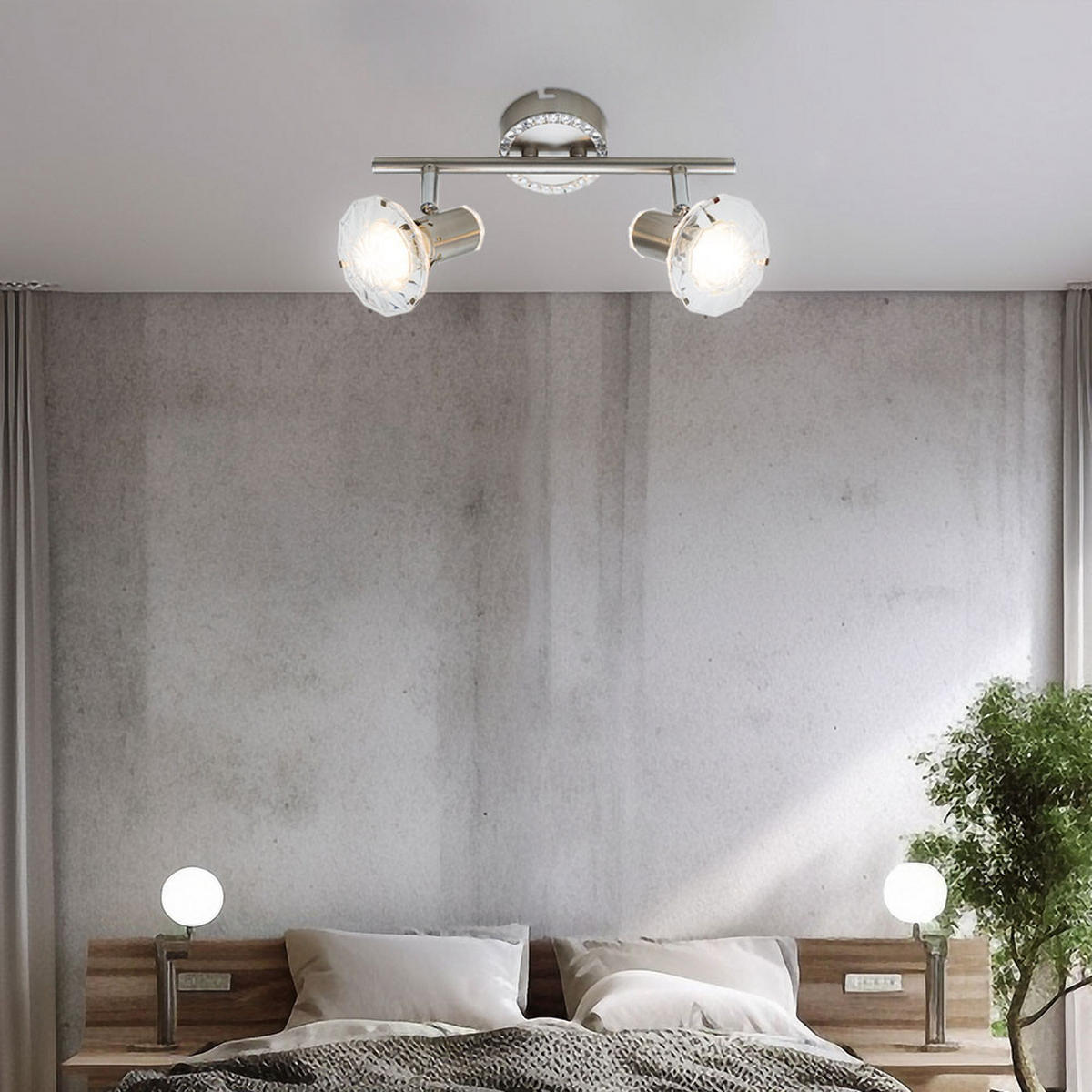 LED DECKENLEUCHTE Kristall Design Silber - Silberfarben, Metall (26/10/14.5cm) - Globo Lighting