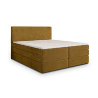 BOXSPRINGBETT MATERN 180x200 cm mit Matratze und Topper - Gelb - Gelb, Holz (180/200cm) - MASSENO