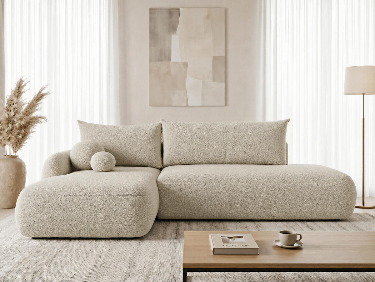 ECKSOFA Neto, Seite: Links - Beige/Schwarz, Holz/Kunststoff (300/187cm) - Sofnet