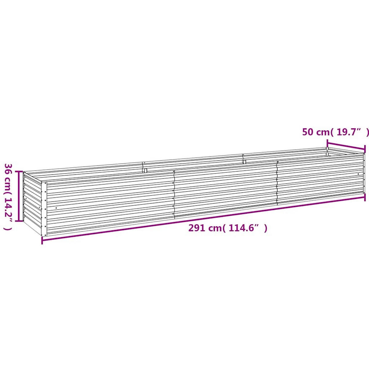 GARTEN-HOCHBEET 291/50/36 Cm Cortenstahl - Braun, Metall (291/36/50cm) - vidaXL