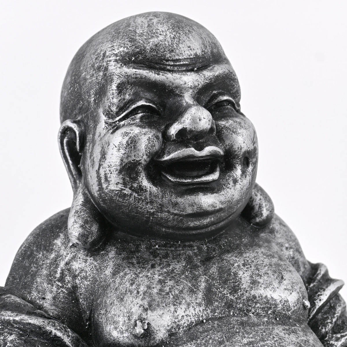 BUDDHA 31 cm, Schwarz-Silber - Silberfarben, Kunststoff (25/31/24cm) - dasmöbelwerk