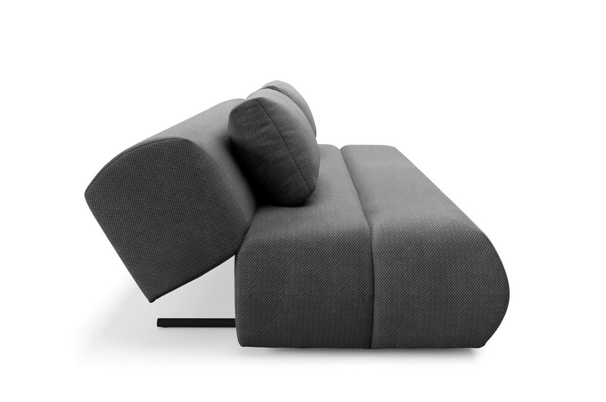 BETTSOFA ATOMO Grau Velours-Stoff mit Schlaffunktion - Grau, Holz (217/82/134cm) - MASSENO