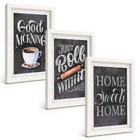 BILDER SET 3er Set - 20x30 cm Weißer Rahmen - Motive und Inschriften für die Küche - Weiß, Kunststoff (20/30cm) - TULUP
