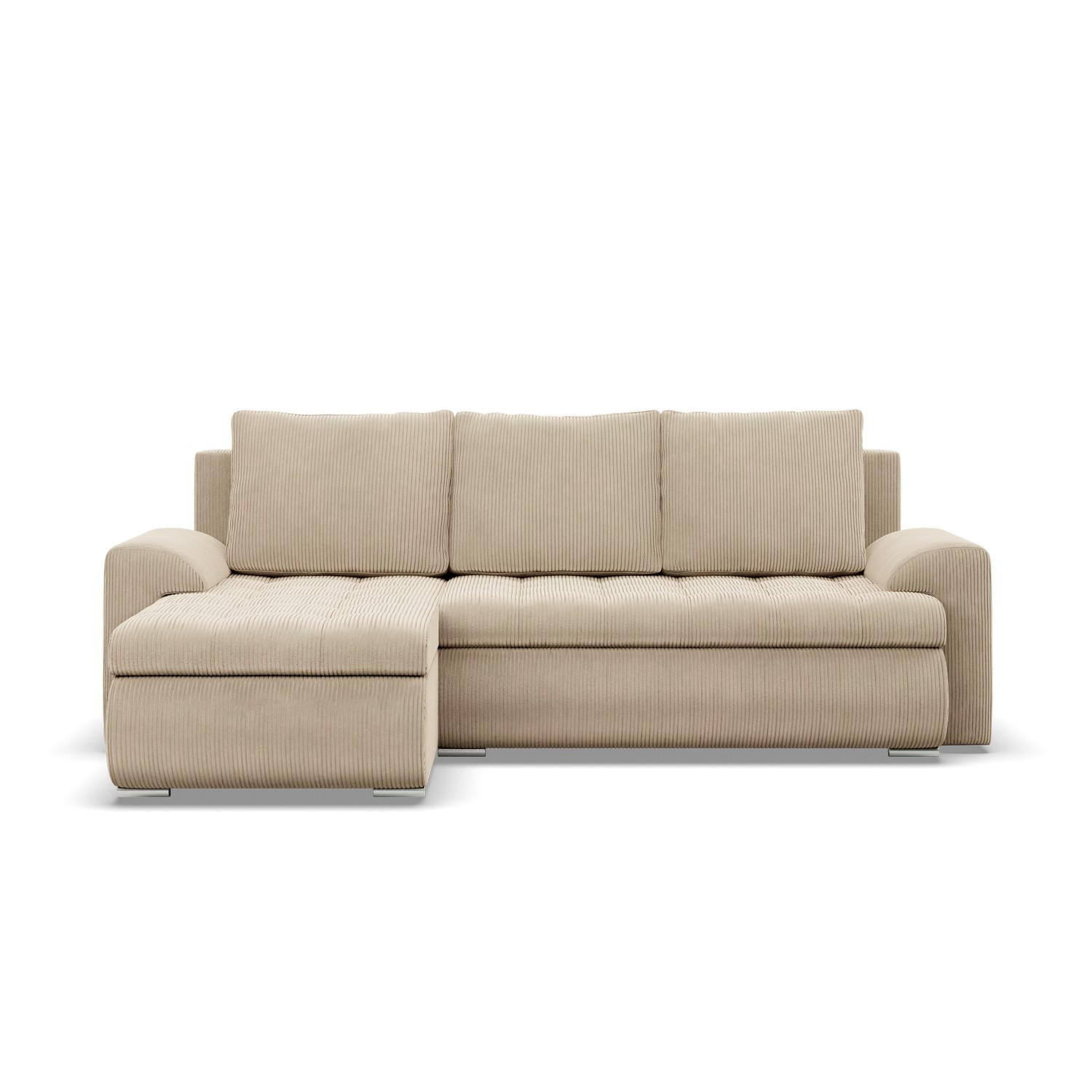 ECKSOFA LINKS MIT SCHLAFFUNKTION FORESTA, Cord - Beige - Beige, Textil (230/159cm) - Mebligo