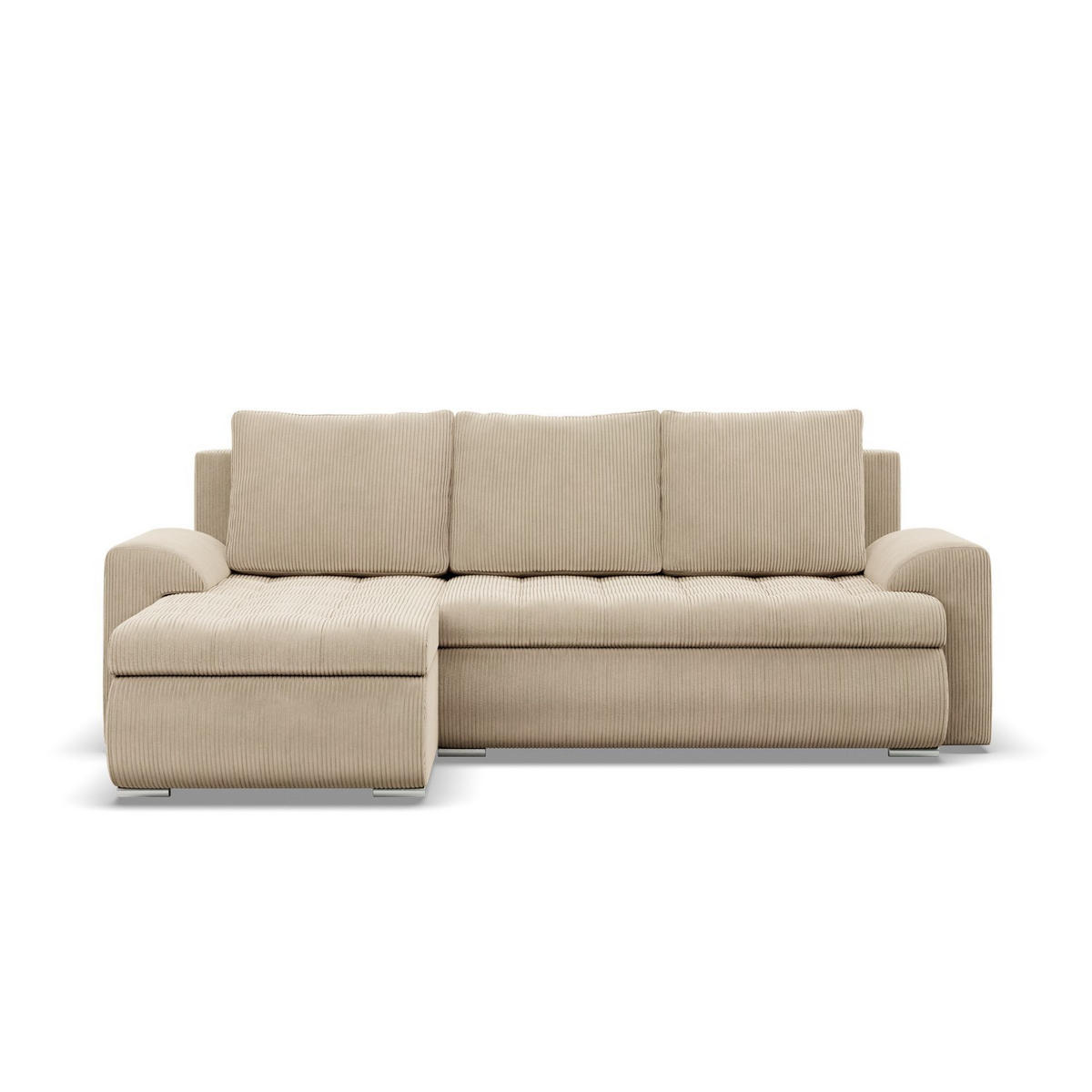 ECKSOFA LINKS MIT SCHLAFFUNKTION FORESTA, Cord - Beige - Beige, Textil (230/159cm) - Mebligo