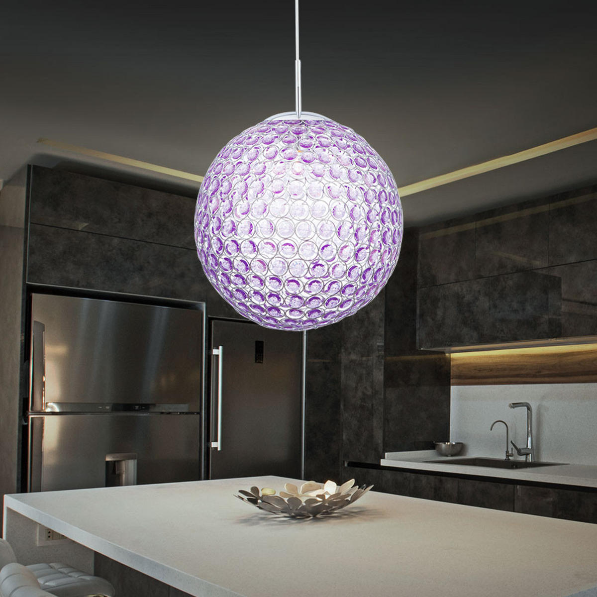 LED HÄNGELEUCHTE Acryl Kristall Lila - Lila, Metall (40/40/165cm) - Globo Lighting