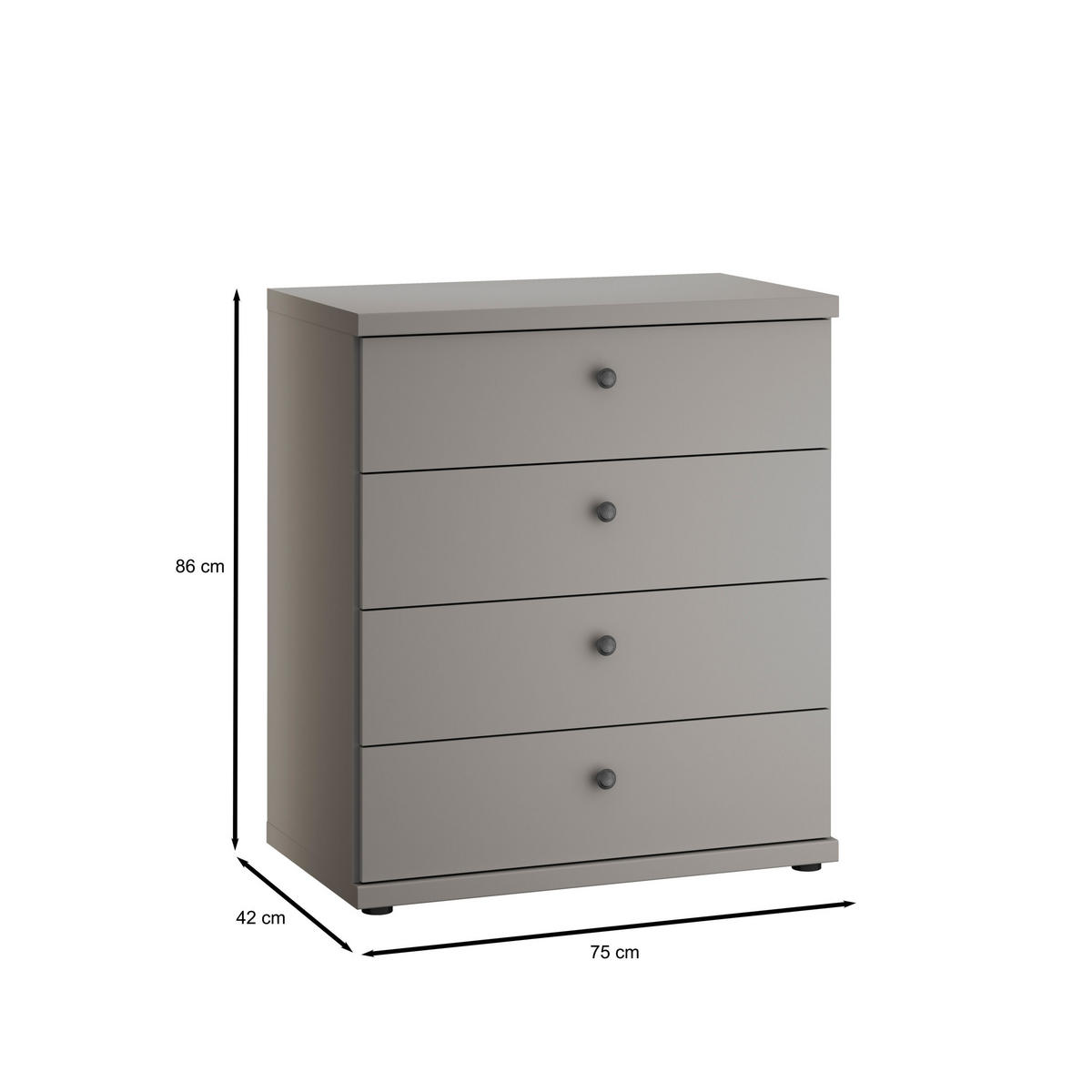 KOMMODE Greenholm in Kieselgrau 75 x 86 x 42 cm (BxHxT) - Stil trifft auf Funktion, Schubkastenkommode - Grau, Holzwerkstoff (75/86/42cm)