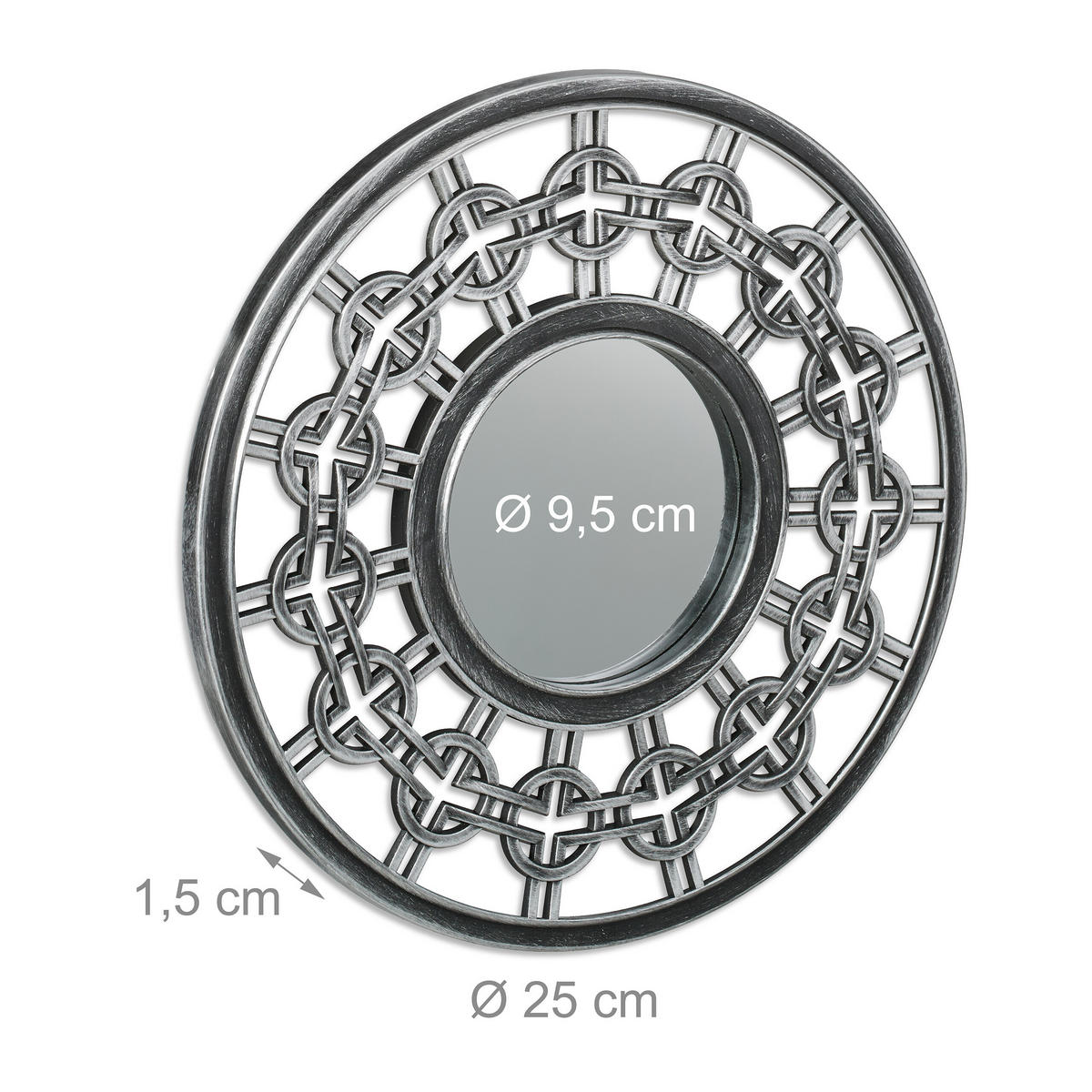 3XZRKADLÁ - strieborná, plast/sklo (25/25/1.5cm) - Relaxdays