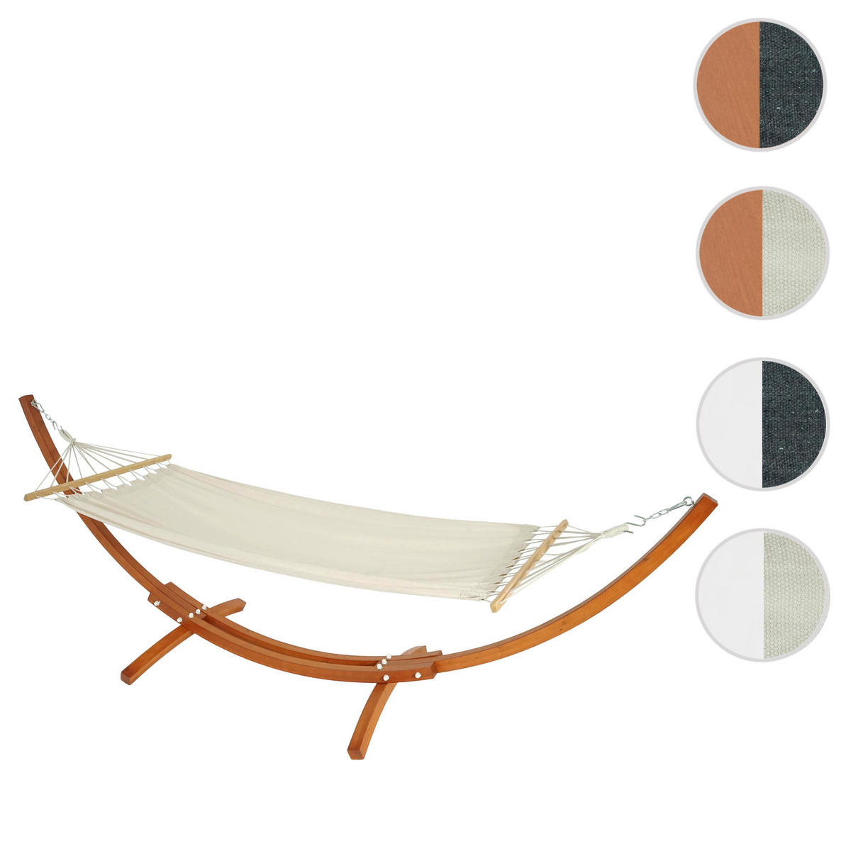 HÄNGEMATTE MIT GESTELL Braun, Cremeweiß - Braun/Weiß, Holz (320/114/98cm) - MCW