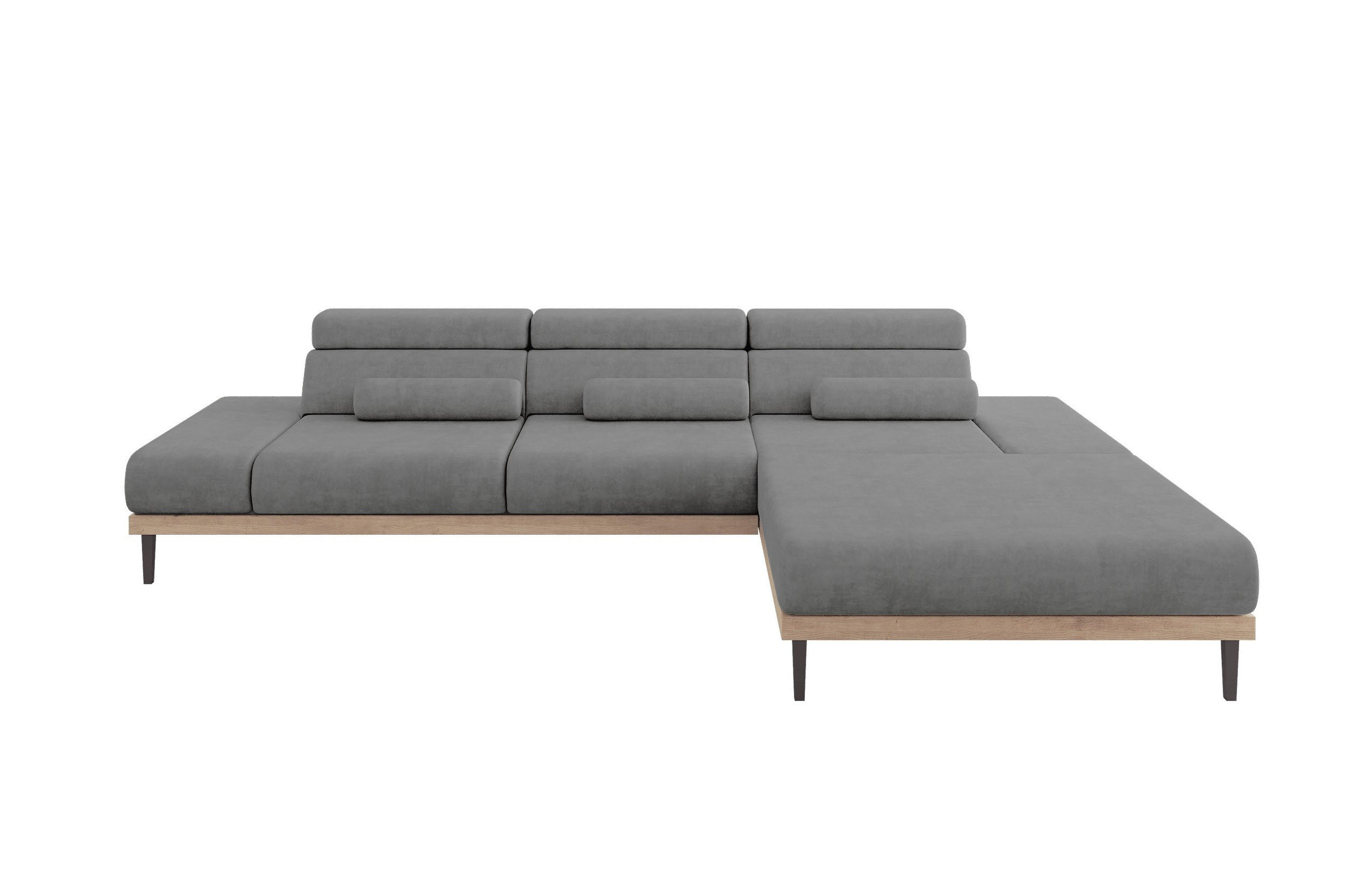 ELEKTRISCHES ECKSOFA Rechts MONA 316x205x85 Grau Velours - Taupe, Holzwerkstoff/Textil (316/205cm) - ALTDECOR