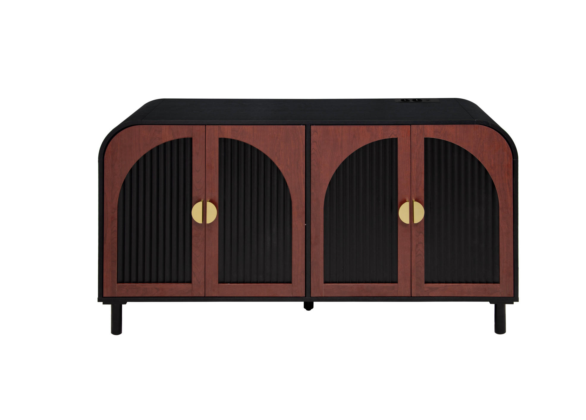 SIDEBOARD 150/40/80 cm schwarz aus Holzwerkstoff mit 4 Türen - Schwarz, Holzwerkstoff (40/80/150cm) - OKWISH