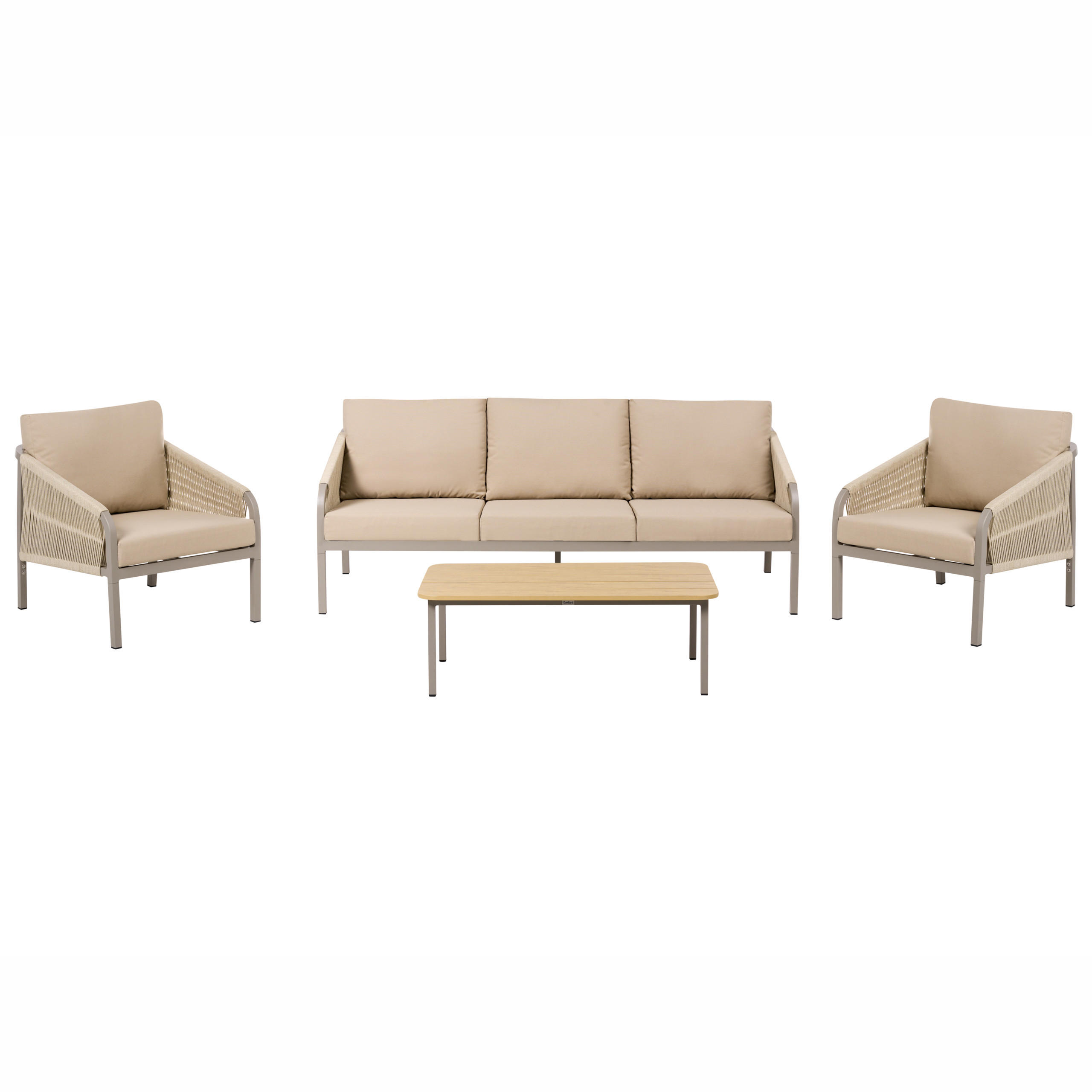 LOUNGE-SET mit Tisch 5-Sitzer Metall Beige Murato - Beige, Metall - Beliani