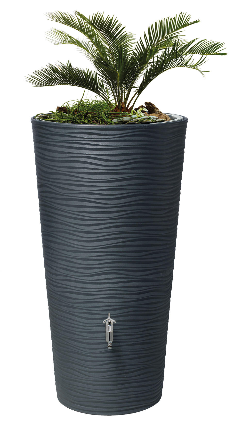 2IN1 Regentonne 210 L, graphite grey - Grau, Kunststoff (58/110/58cm) - GARANTIA