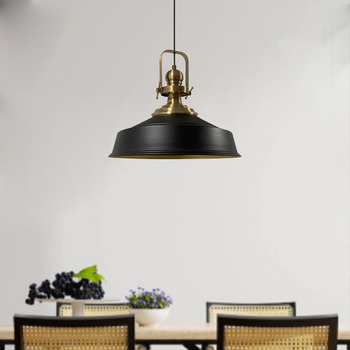 PENDELLEUCHTE Asletl 41/38 cm - Schwarz, Metall (38/41/160cm) - Bamyum