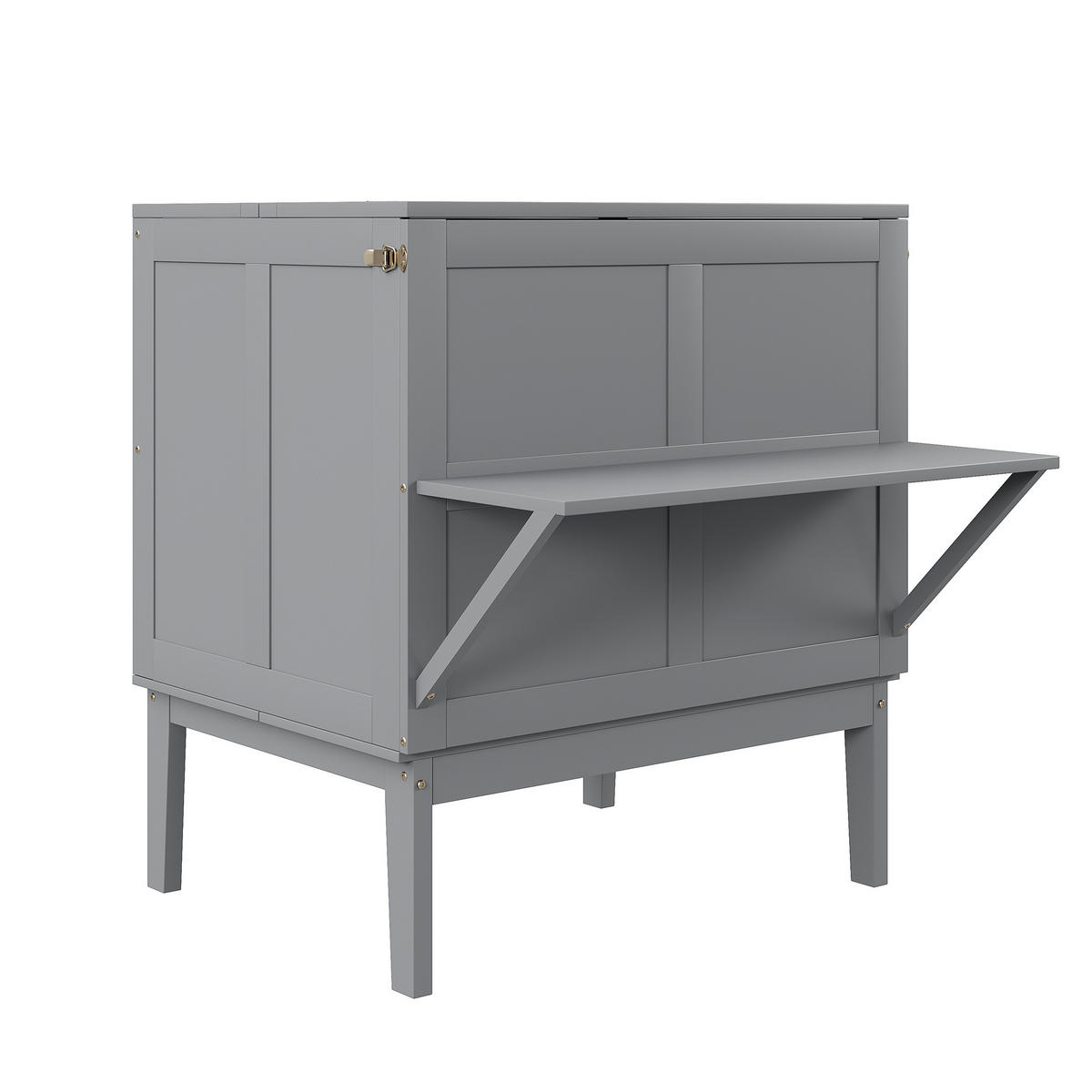 SCHRANKBETT 90/200 cm grau mit Lattenrost und Hochschrank-Design - Grau, Holz (90/200cm) - OKWISH