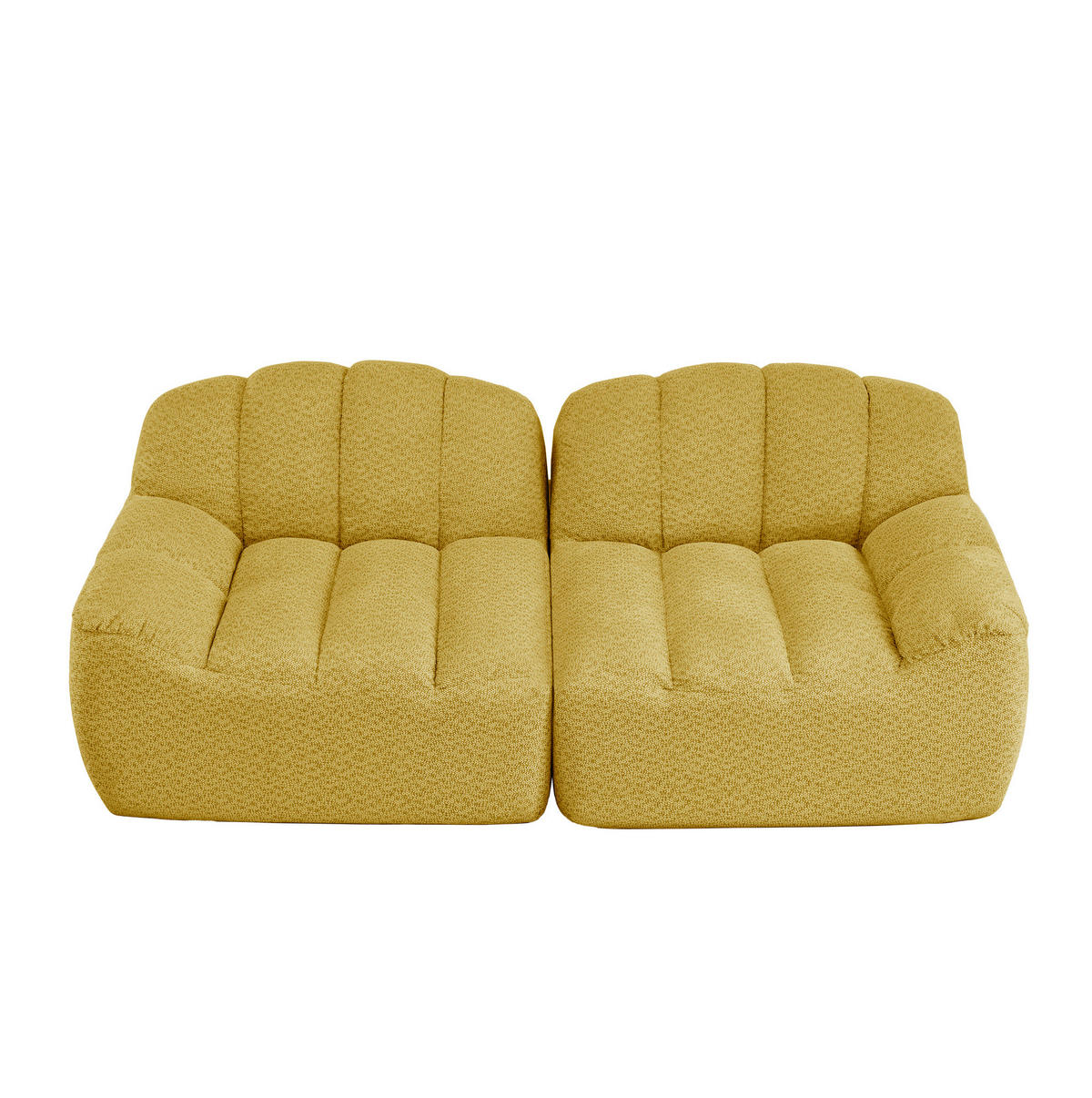 MODULARES 2-Sitzer-Sofa aus granuliertem Fleece mit ergonomischer Muschelform Gelb - Gelb, Textil (104/79/210cm) - Modenvie